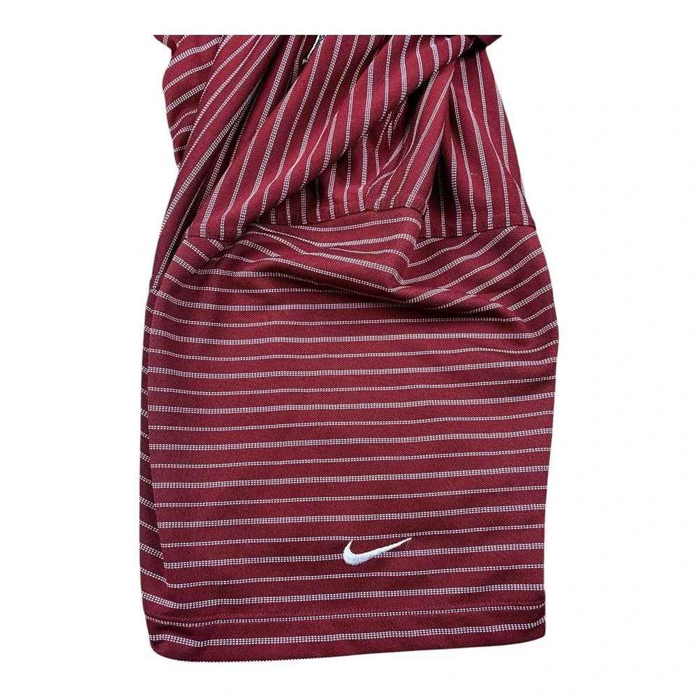 Nike Golf Polo Shirt Men's 2XL Maroon Red/White Stripe US Congressional - Picture 8 of 10